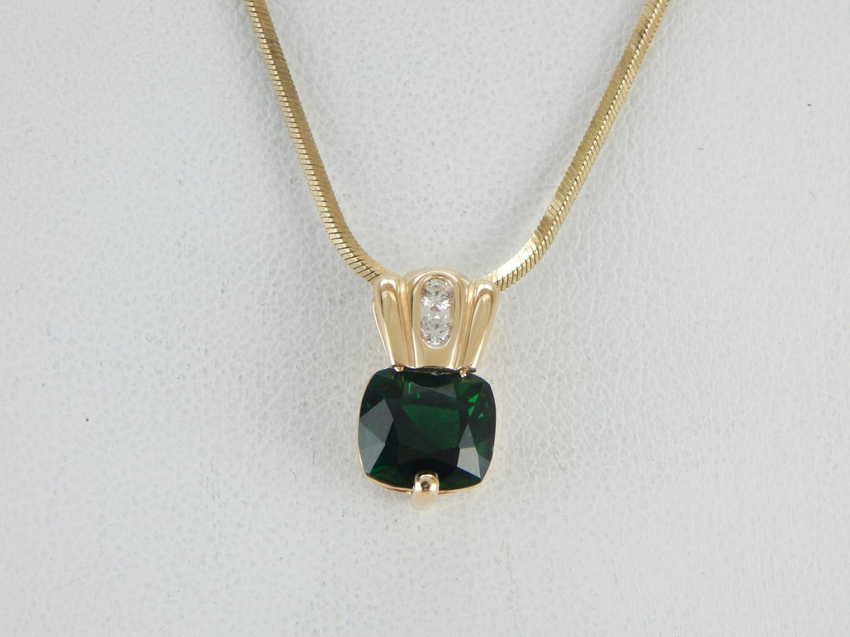 Rare Chrome Tourmaline set in a Modernist Diamond Pendant - Market ...