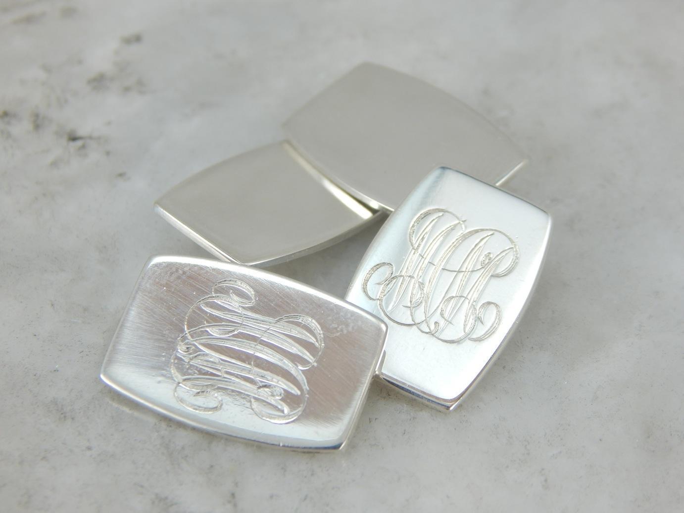 Vintage Sterling Silver Cufflinks, with "MCM" Monogram