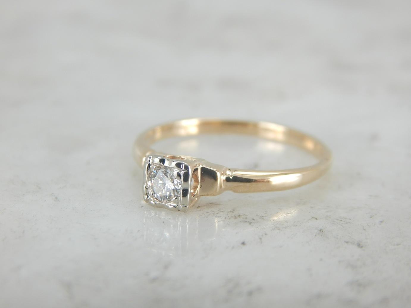 Classic Diamond Solitaire in Vintage Mounting with Illusion Head