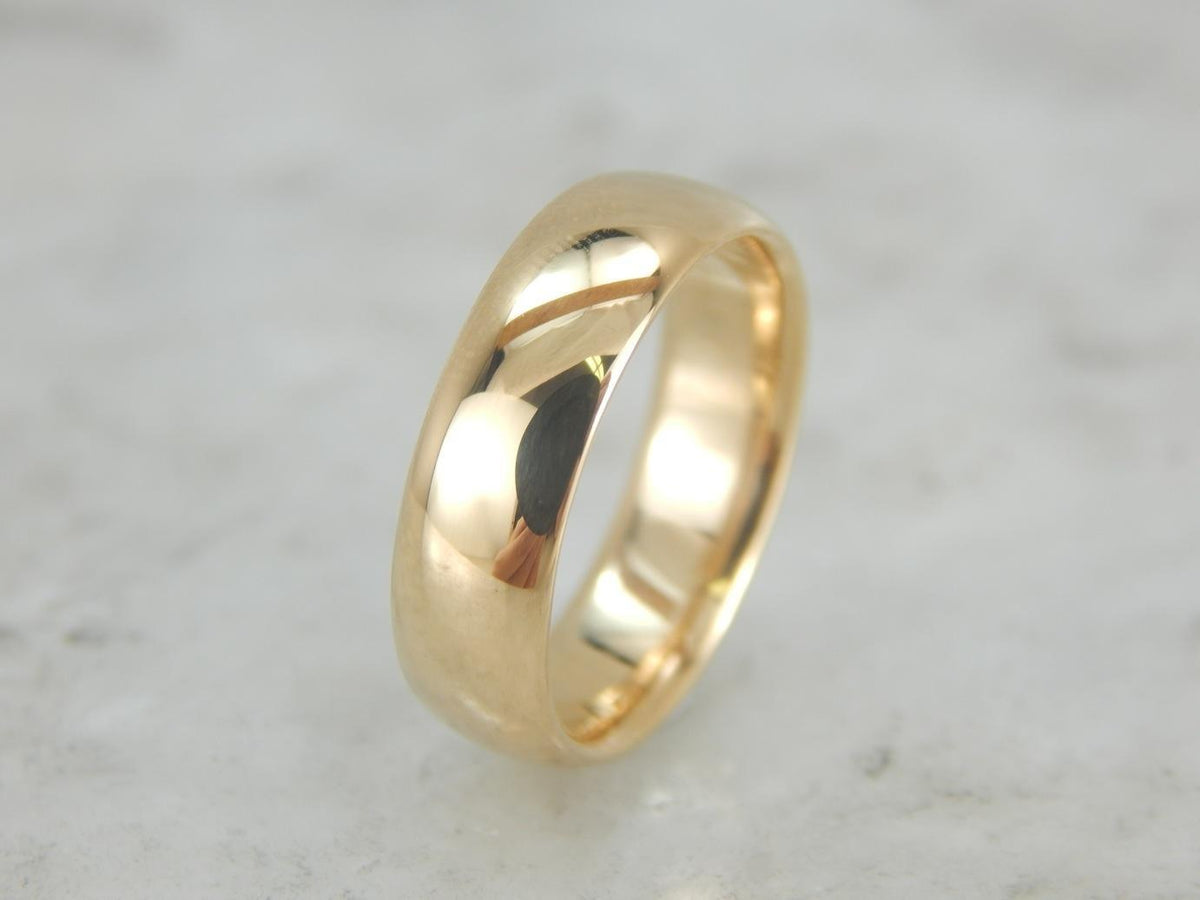 Traditional Yellow Gold Wedding Band, Weighty and Polished