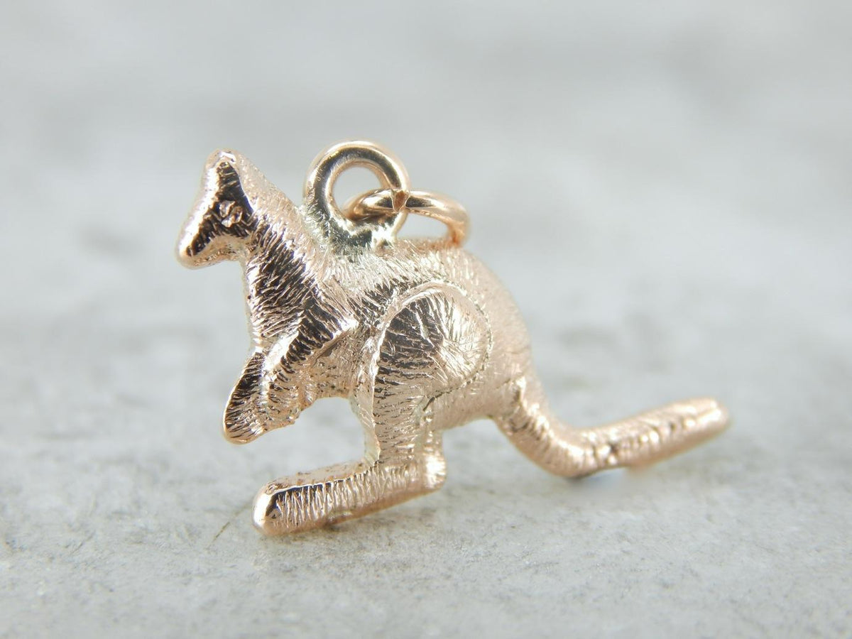 Textured 9 Carat Rose Gold Kangaroo Charm or Pendant