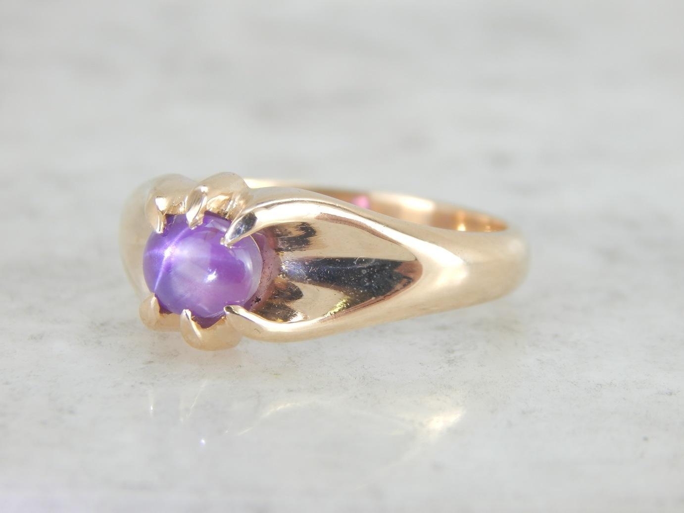 Pink Star Sapphire Ring in Vintage Setting