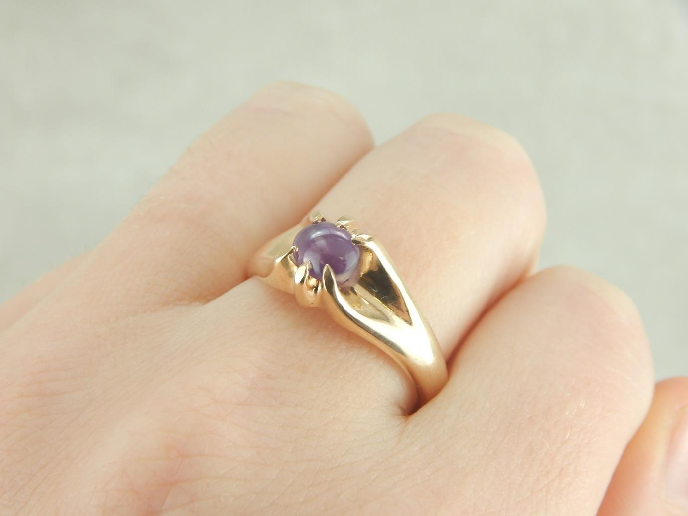 Pink Star Sapphire Ring in Vintage Setting