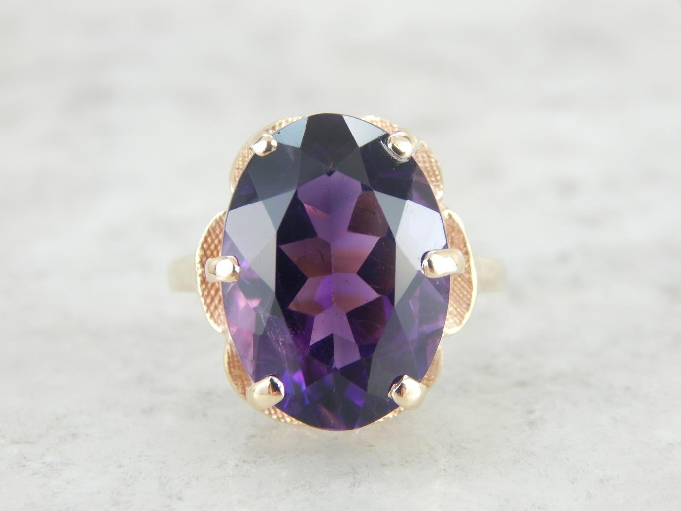 Bold Deep Purple, Framed Amethyst Cocktail Ring