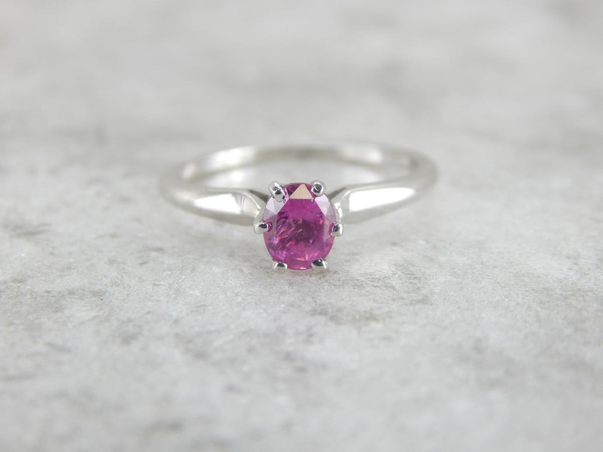 Perfectly Pink Sapphire and Platinum Engagement Ring