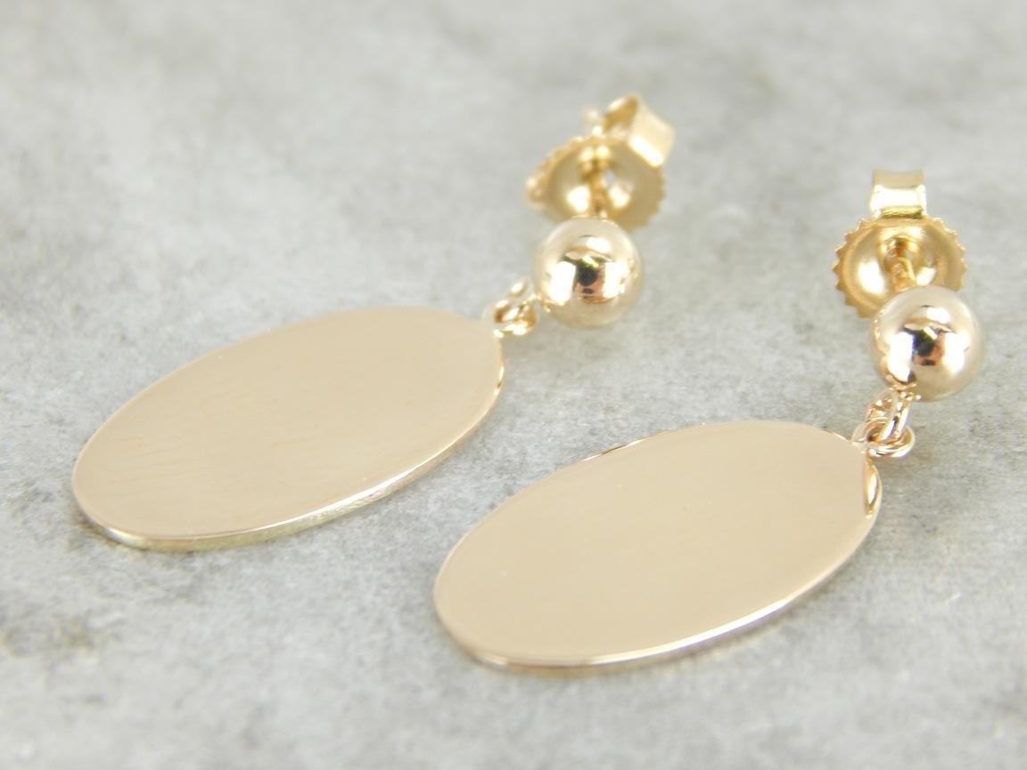 Simple, Sophisticated Gold Oval Drop Earrings