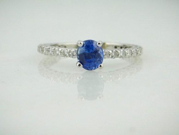 Sapphire Diamond White Gold Engagement Ring