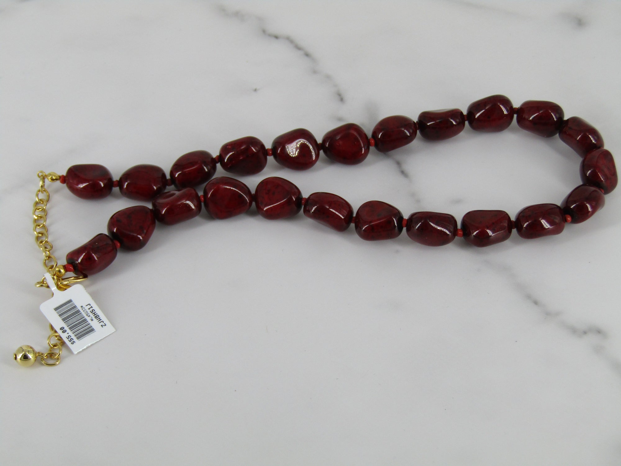 Cherry Red Glass Bead Necklace