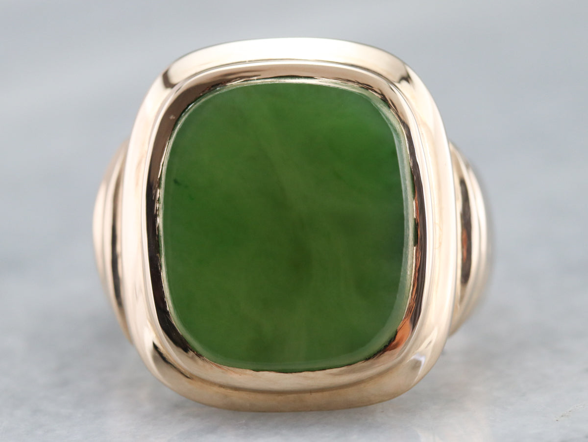 Men's Rose Gold Retro Era Jade Ring