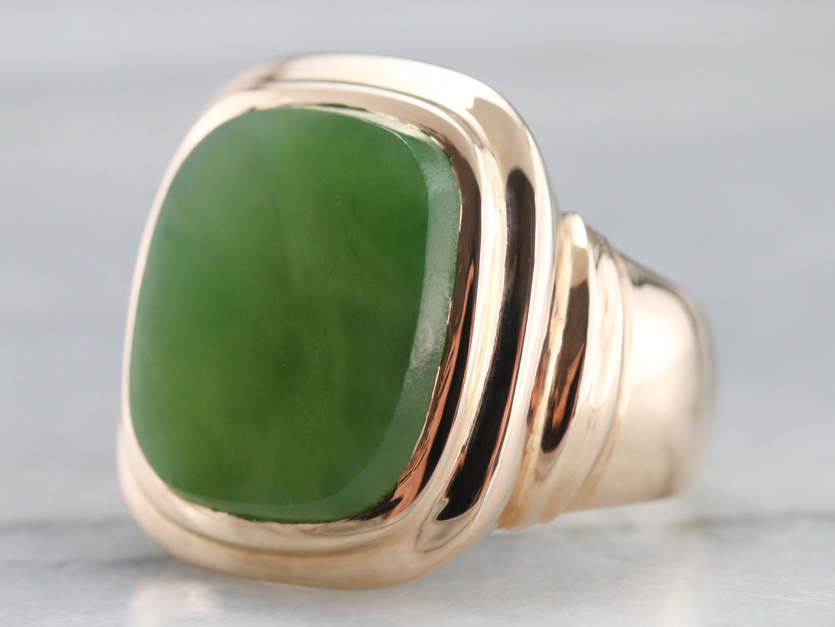 Men's Rose Gold Retro Era Jade Ring