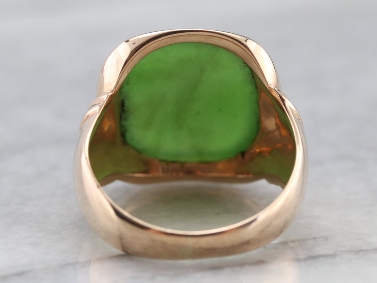 Men's Rose Gold Retro Era Jade Ring