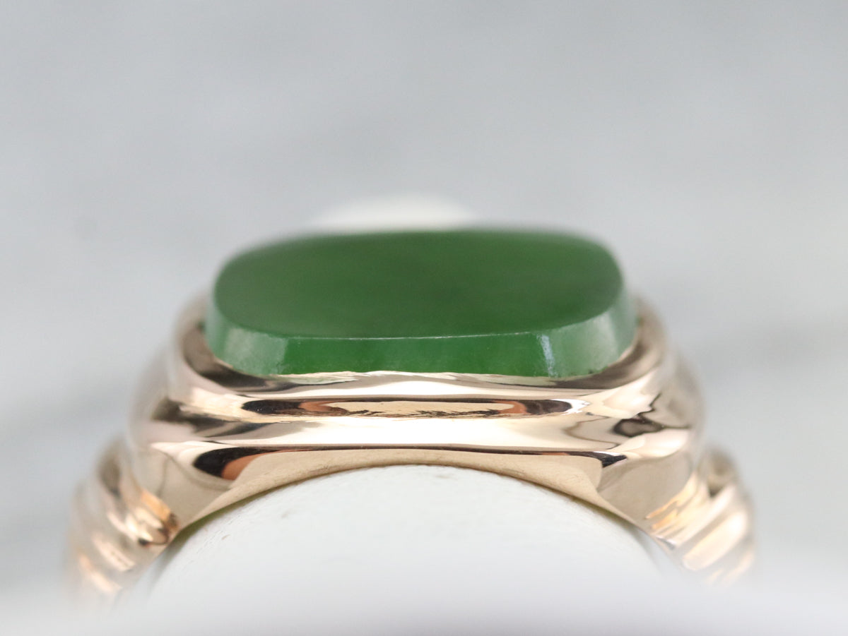 Men's Rose Gold Retro Era Jade Ring