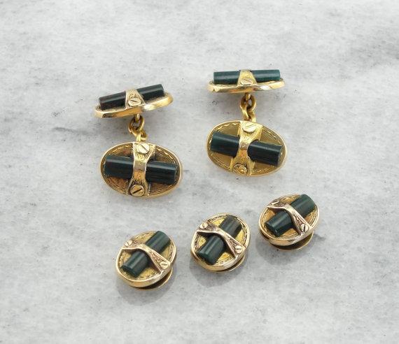 Bloodstone Tuxedo Shirt Studs for Gentleman or Lady