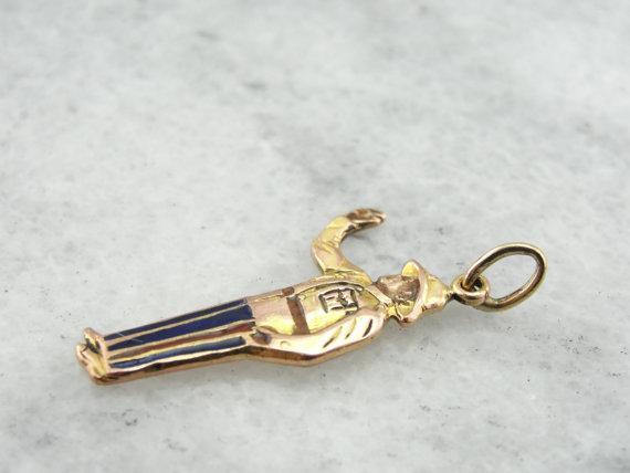 Handsome Blue Pant Police Officer Gold Charm