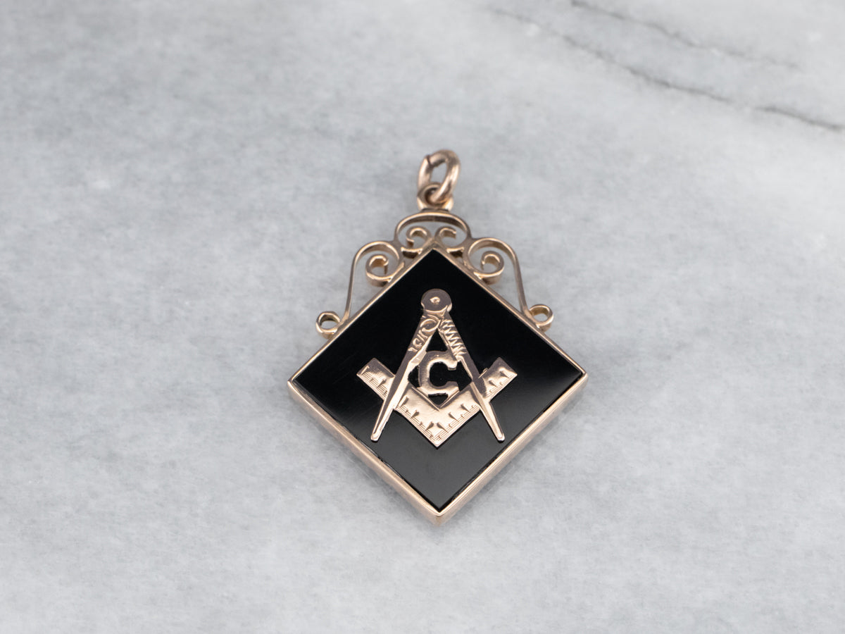 Antique Enamel and Gold Masonic Pendant