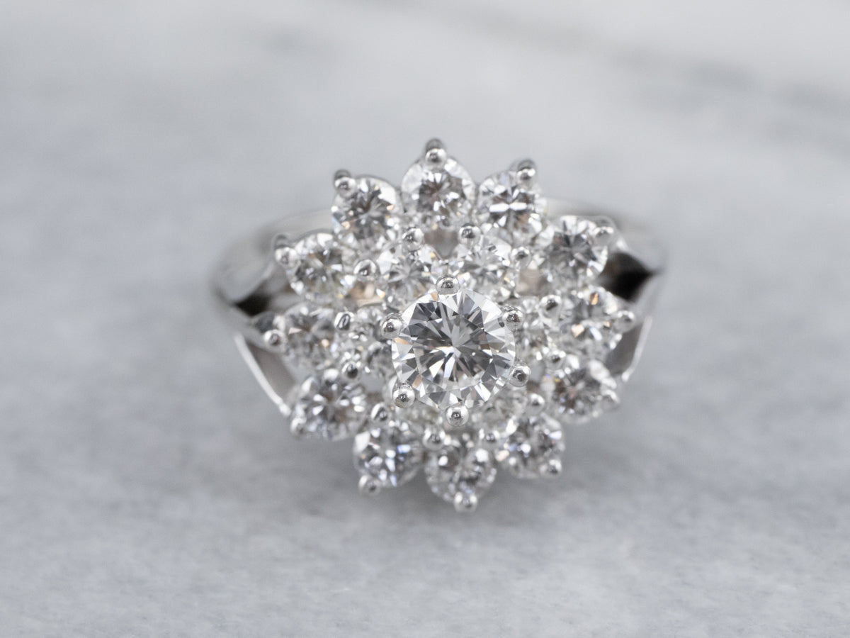 Vintage Diamond Halo Cluster Ring