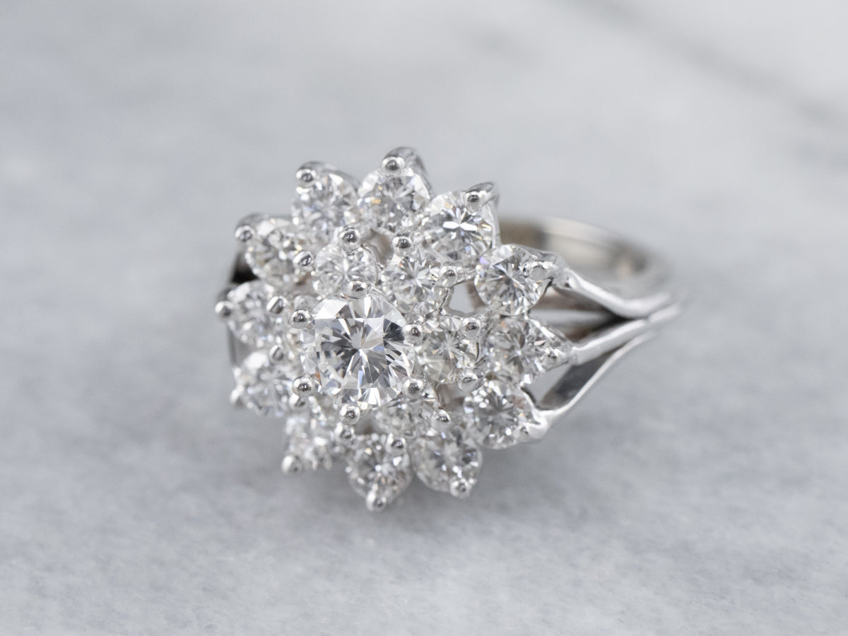 Vintage Diamond Halo Cluster Ring