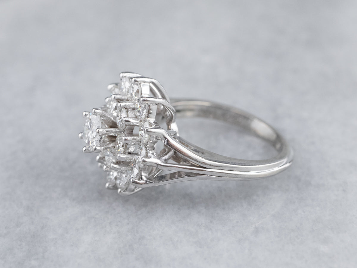 Vintage Diamond Halo Cluster Ring