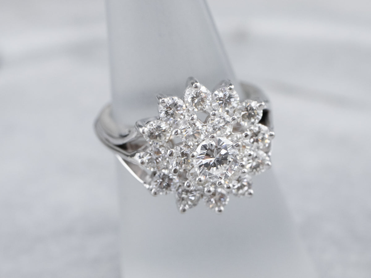 Vintage Diamond Halo Cluster Ring