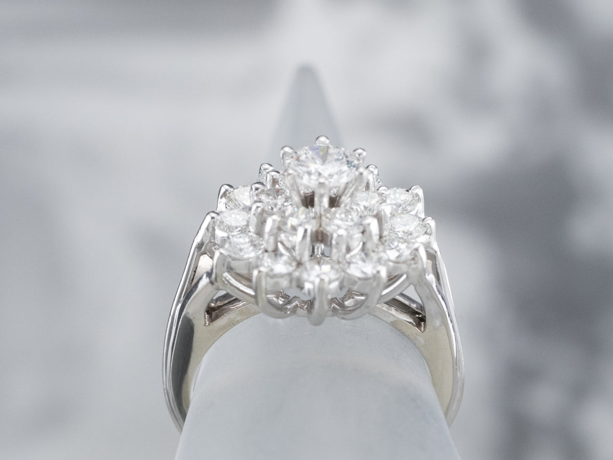 Vintage Diamond Halo Cluster Ring