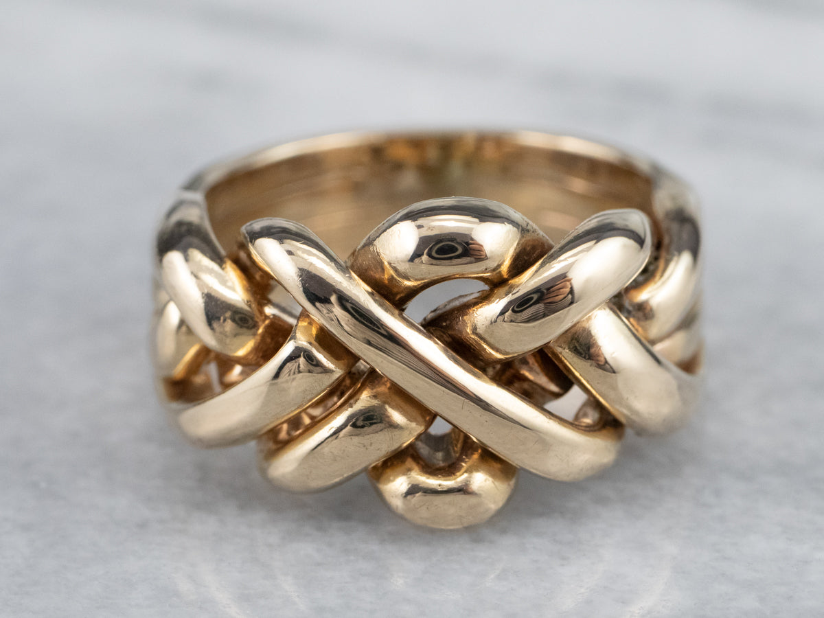 Unisex 14 Karat Gold Puzzle Ring