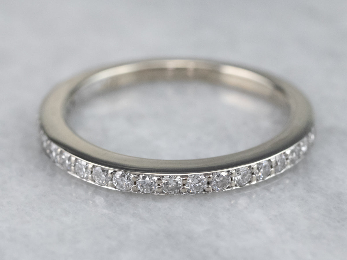 Thin White Gold Diamond Band