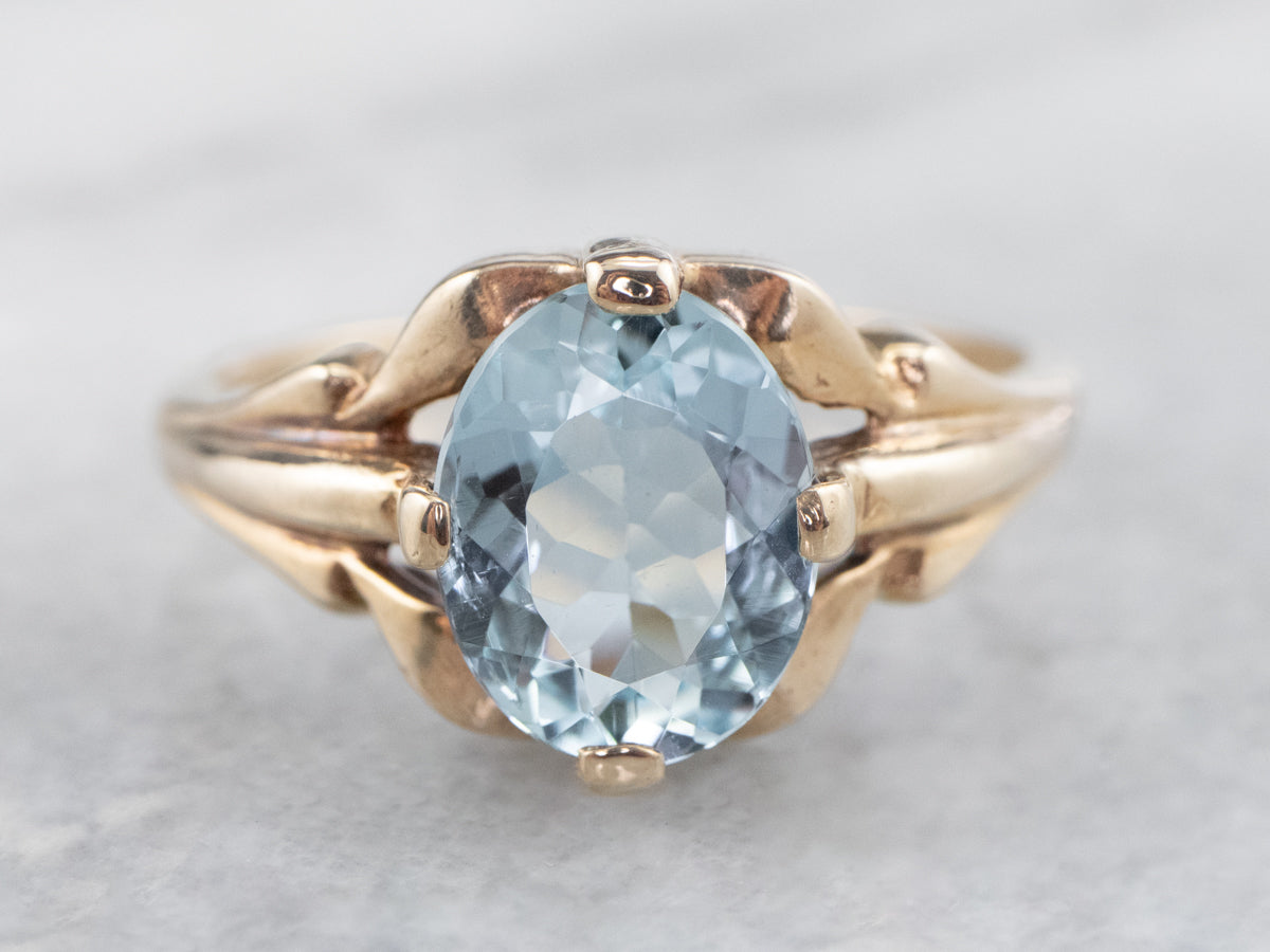 Retro Era Aquamarine Gold Ring