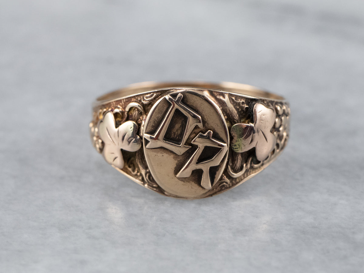 Botanical Antique DR Signet Ring