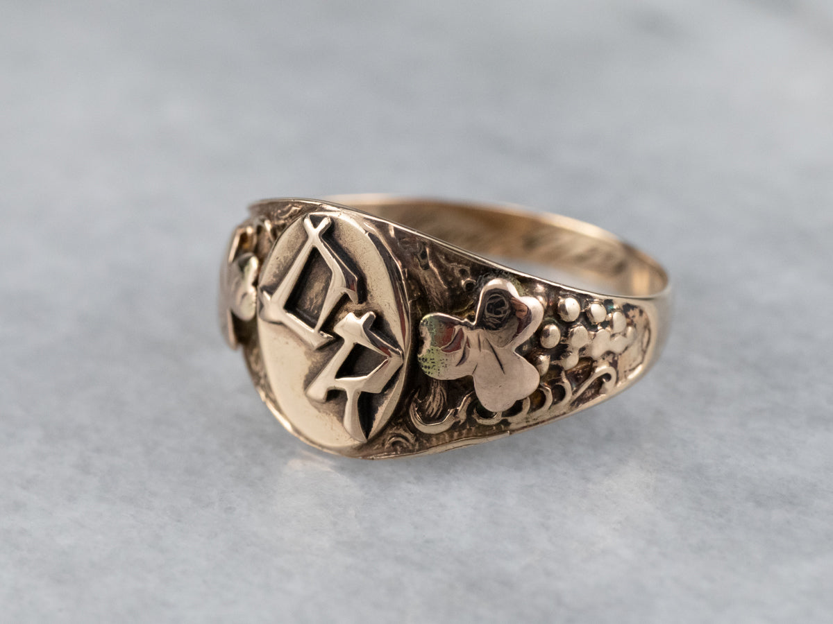 Botanical Antique DR Signet Ring