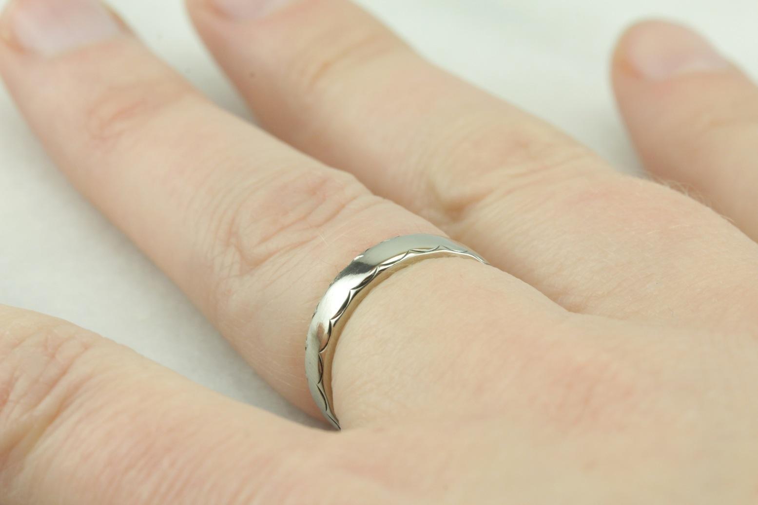 Scalloped White Gold Band