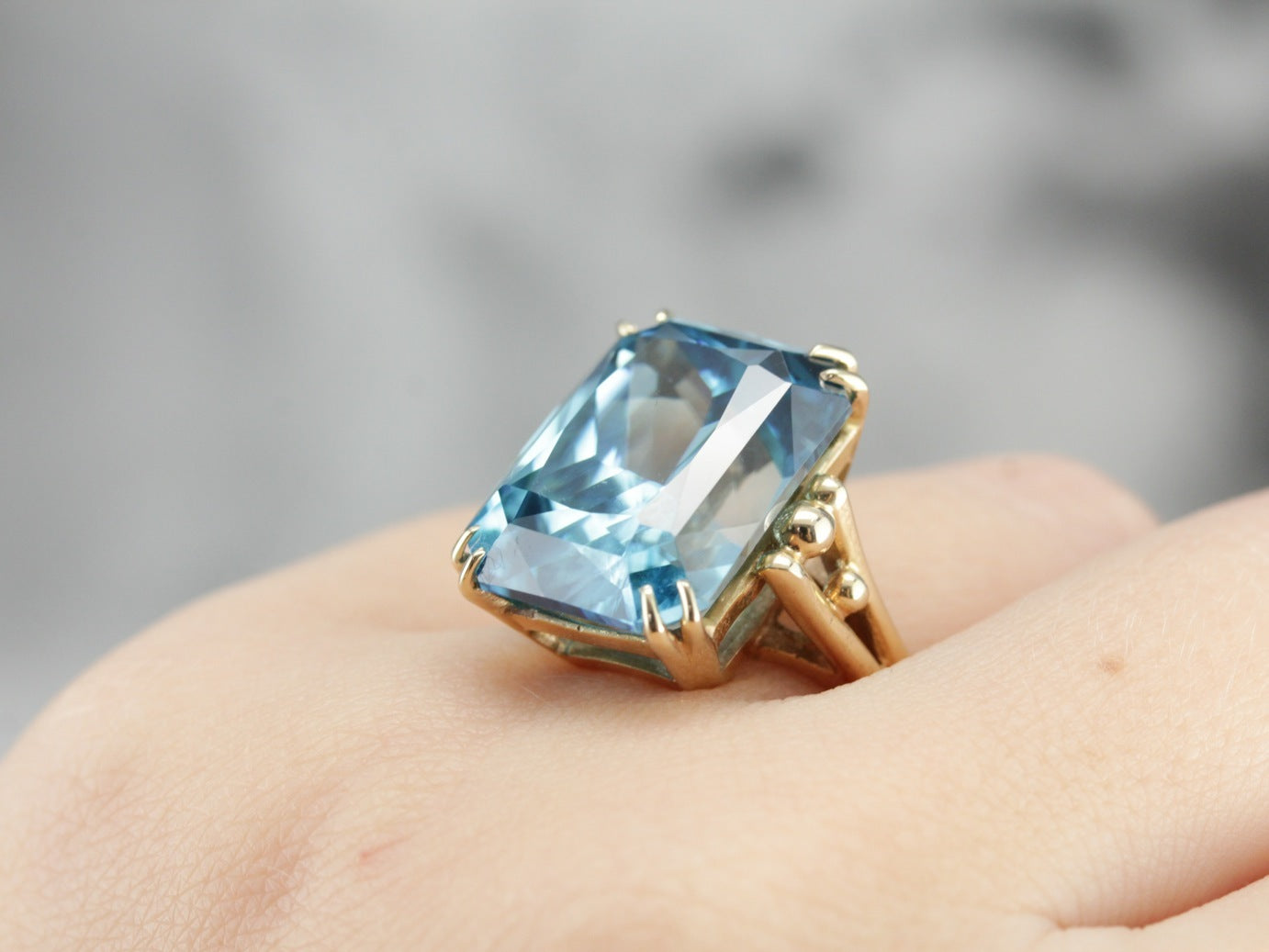 Blue zircon popular ring