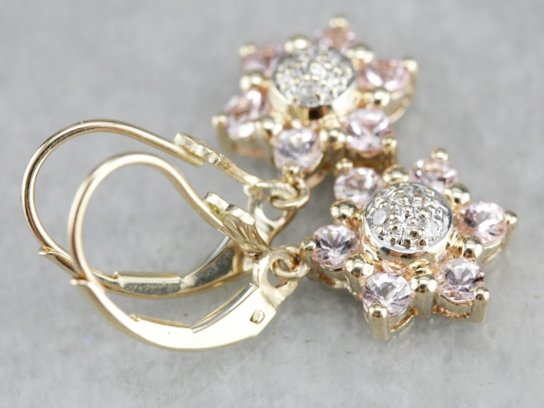 Morganite and Diamond Drop Earrings