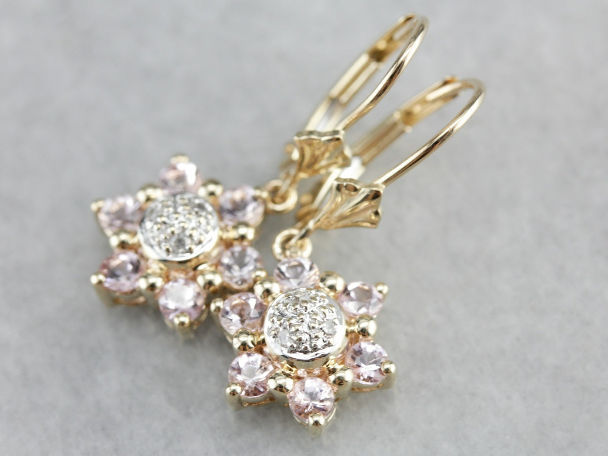 Morganite and Diamond Drop Earrings