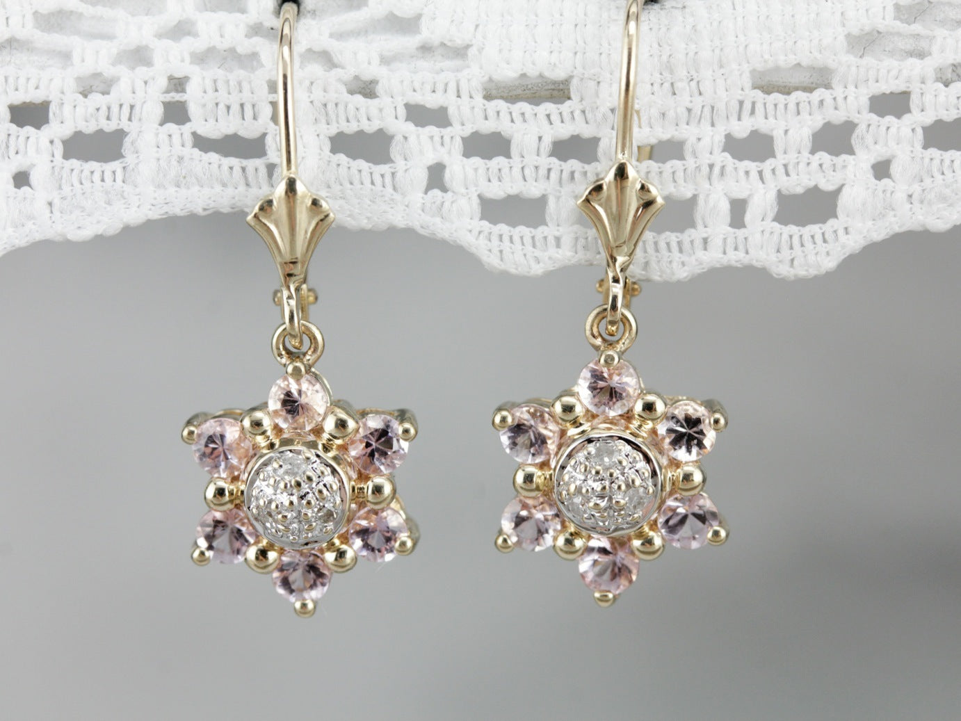 Morganite and Diamond Drop Earrings