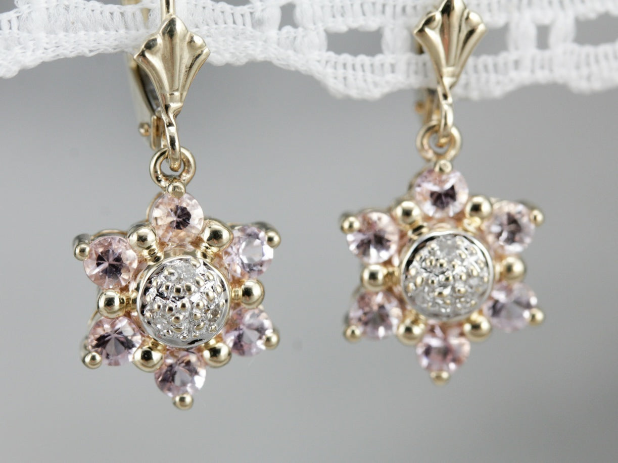 Morganite and Diamond Drop Earrings