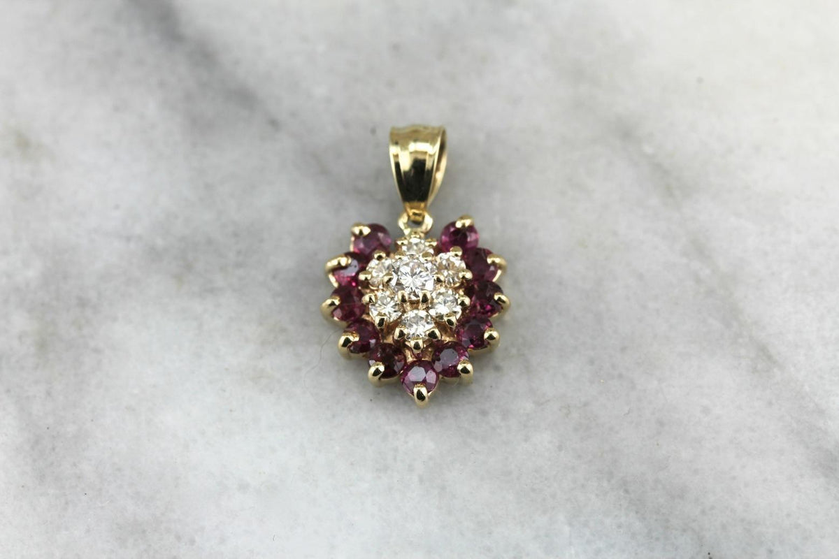 Romantic Rubies and Diamond Drop Pendant