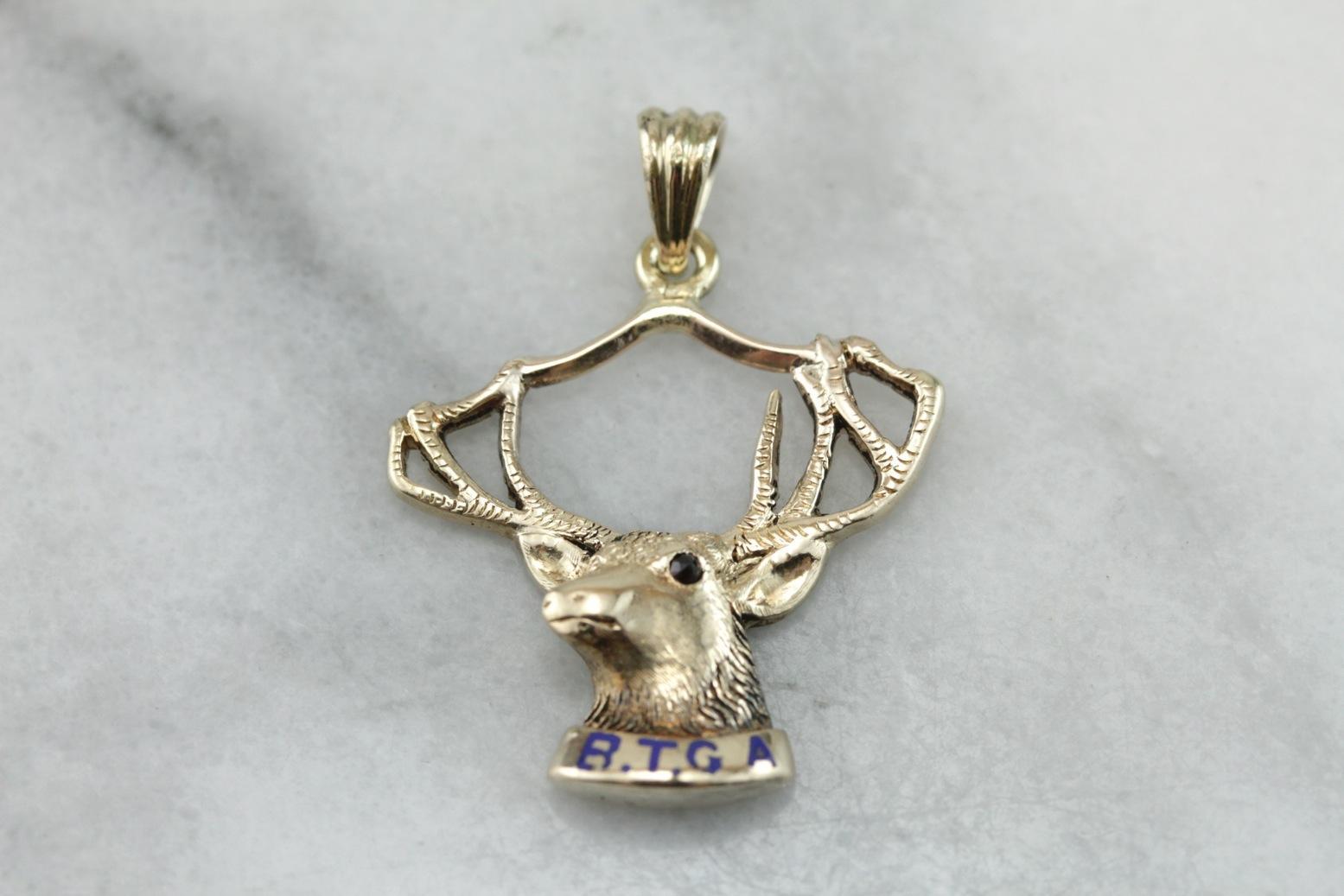 Vintage Elks Club Engraved Elks Head Pendant