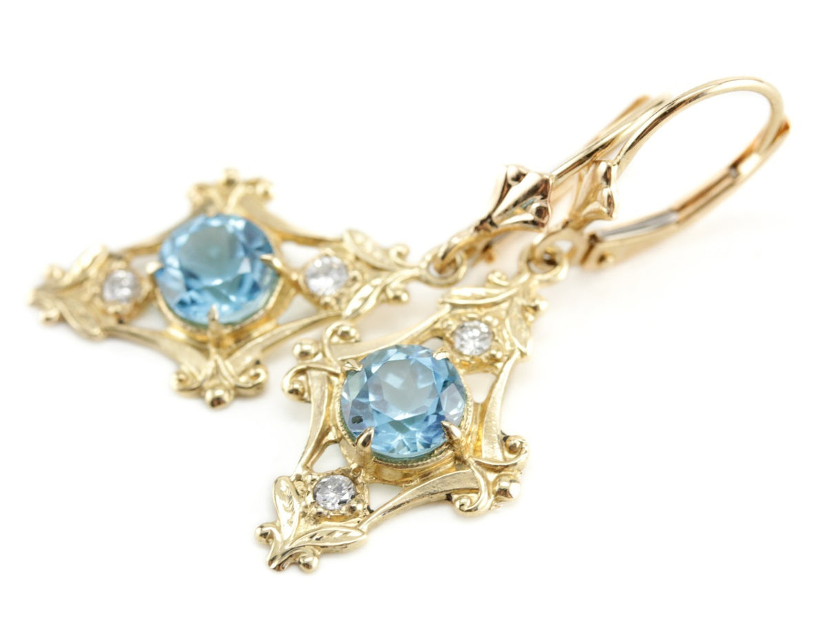 Bright Blue Topaz Drop Earrings