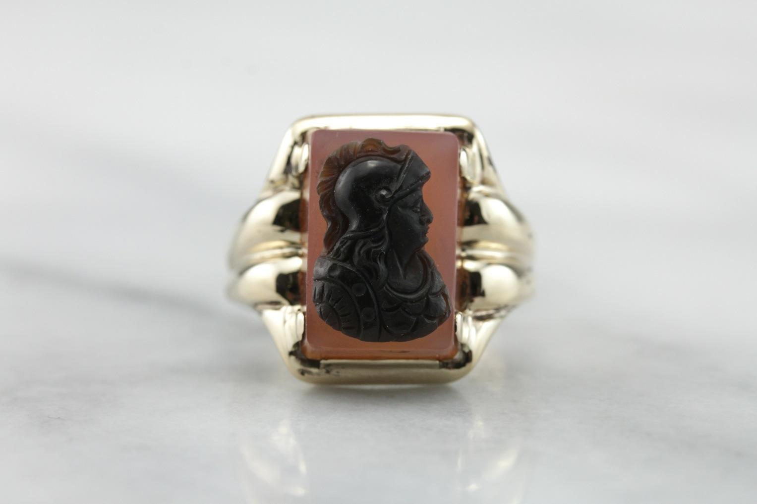 Carnelian Carved Cameo Statement Ring