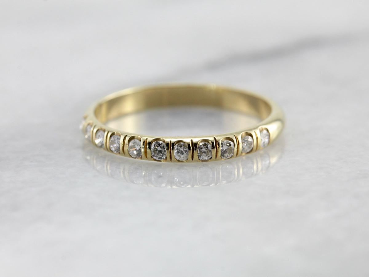 Vintage Bar Set Diamond Gold Wedding Band