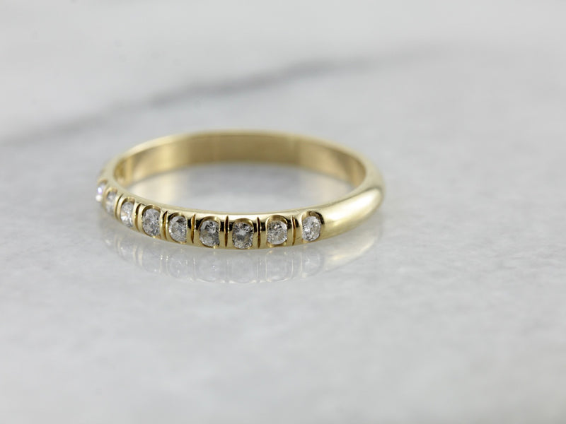 Vintage Bar Set Diamond Gold Wedding Band