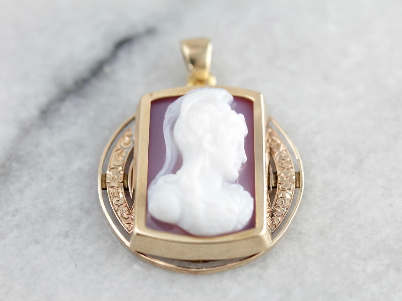 Vintage Sardonyx Cameo Pendant Beautifully Carved Roman Women