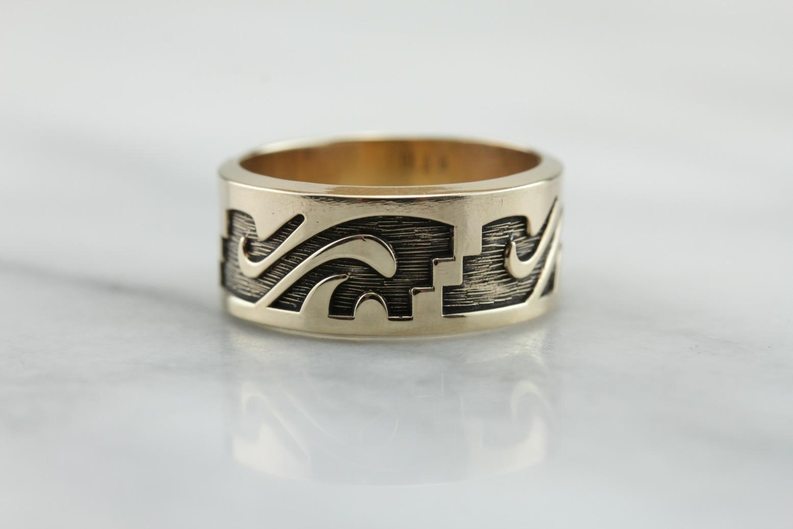 Vintage Southwest Style Wedding Band or Decorative Unisex Ring