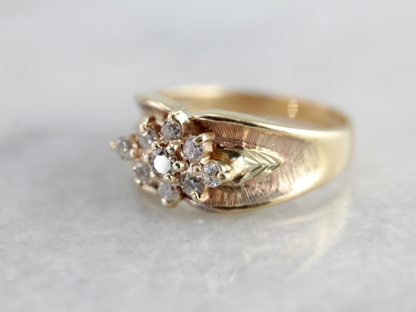 Radiant Champagne Diamond Ring in Yellow Gold, Gorgeous Engagement Alternative