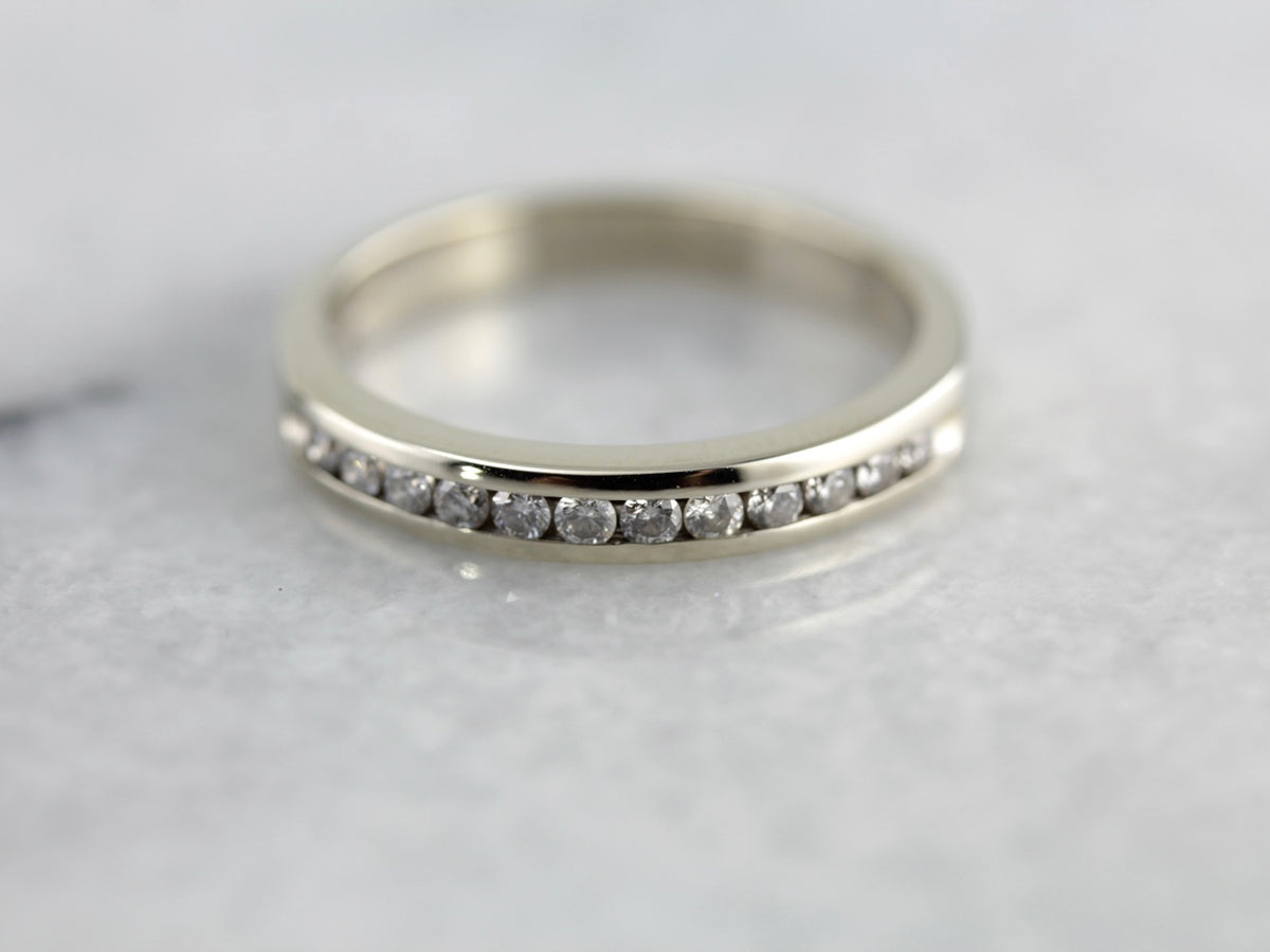 White Gold and Diamond Channel Set Wedding Band