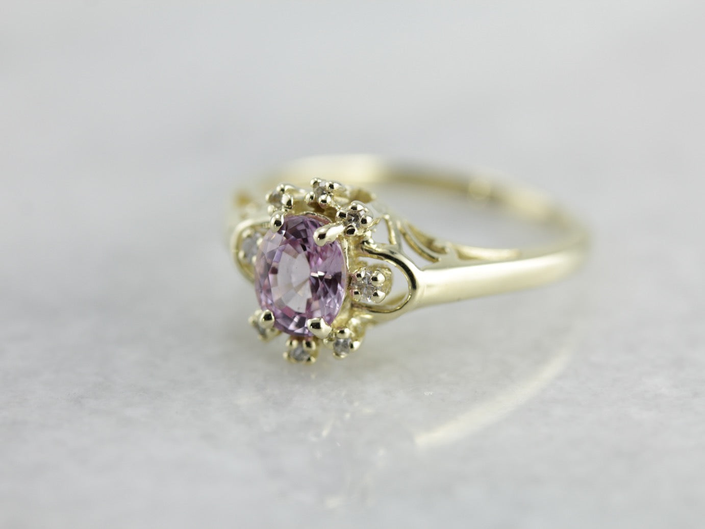 Pink Sapphire and Diamond Ring