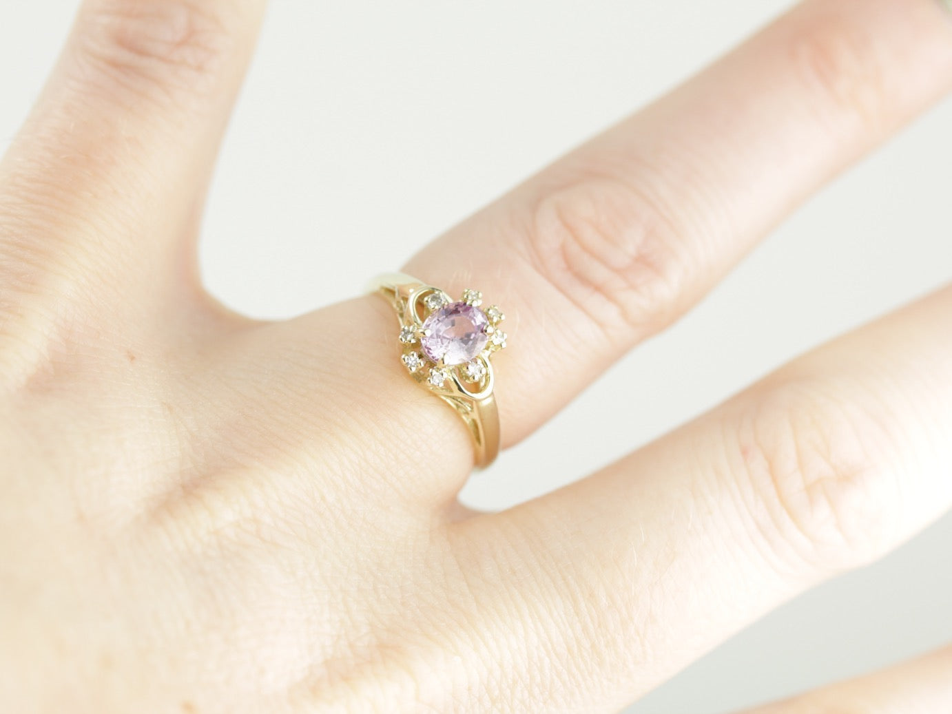 Pink Sapphire and Diamond Ring