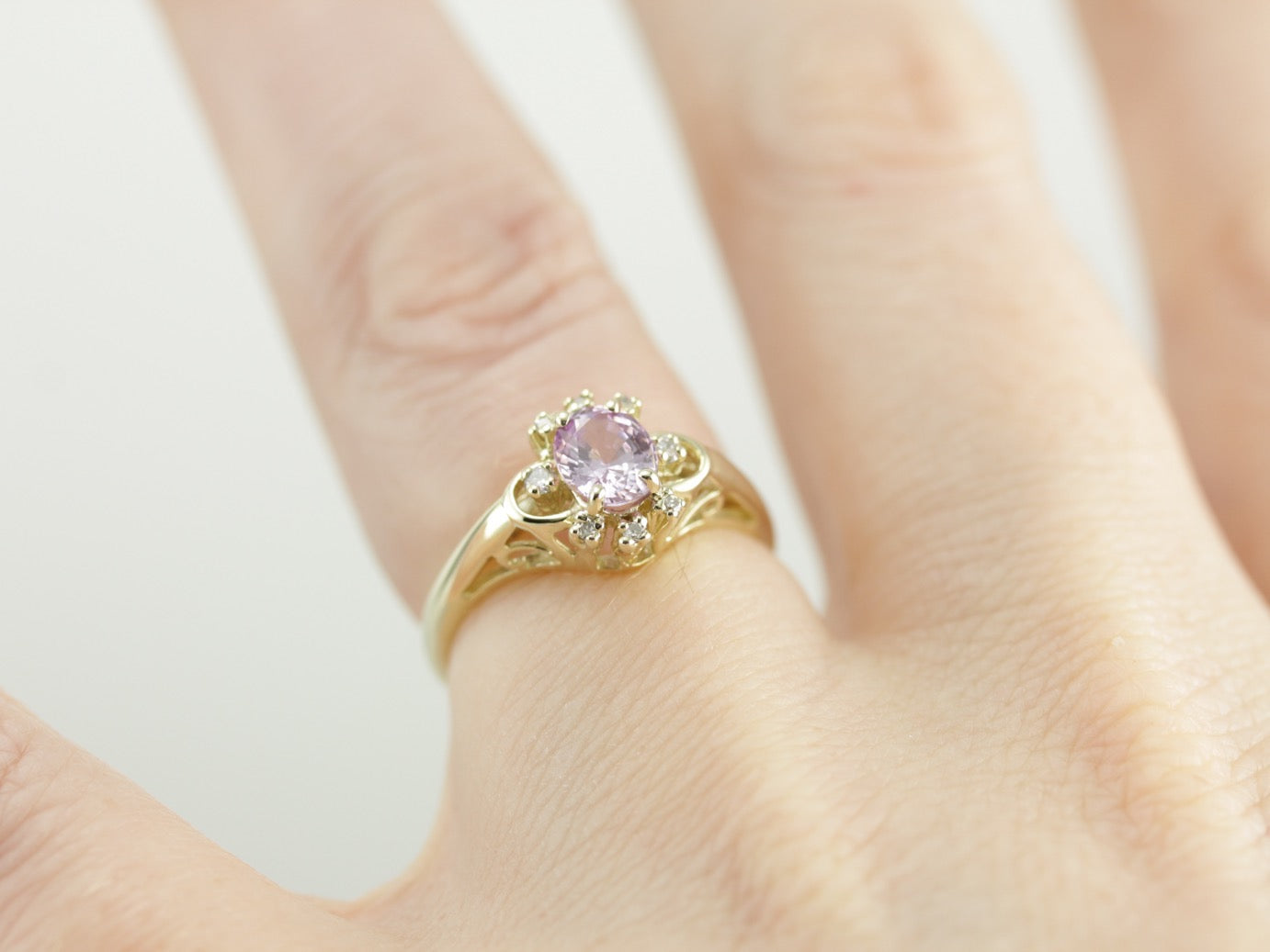 Pink Sapphire and Diamond Ring