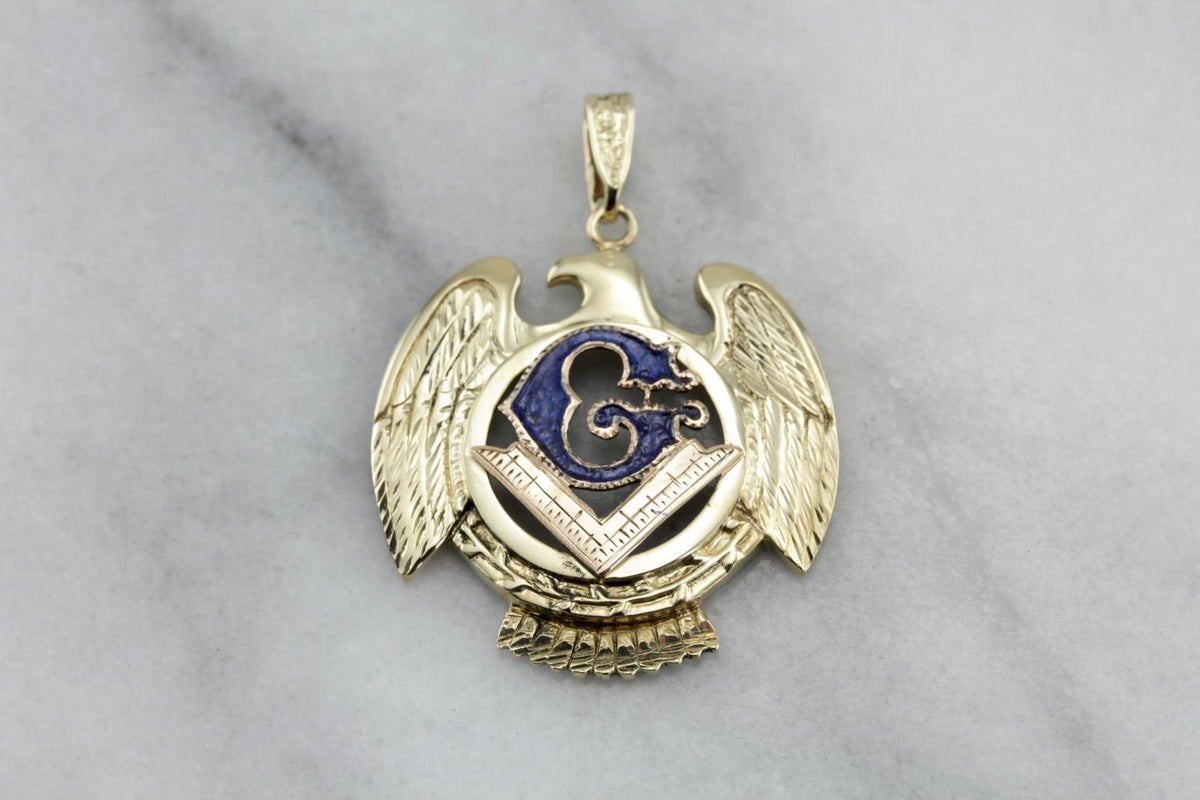 Striking Vintage Masonic Eagle Men&#39;s Pendant