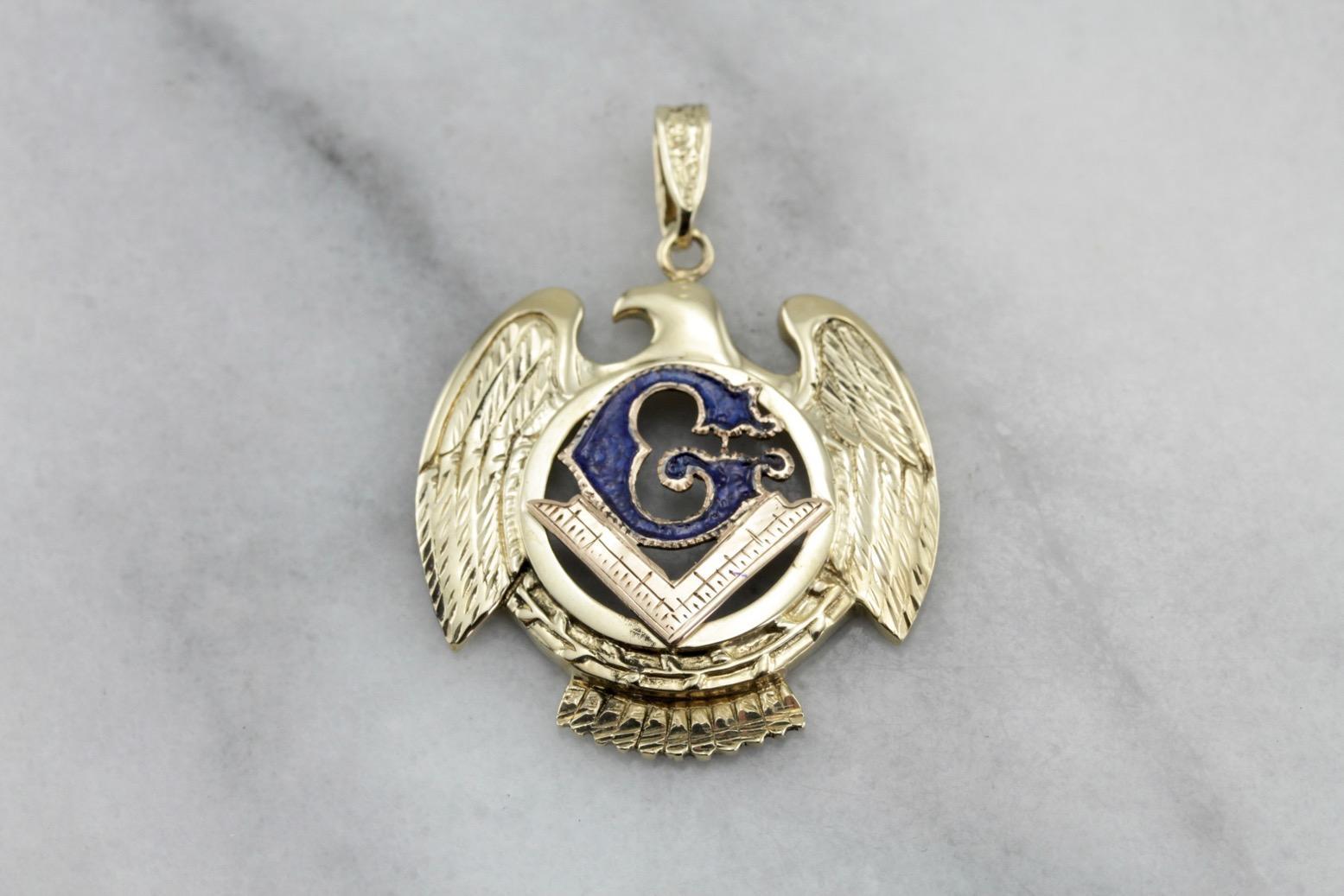 Striking Vintage Masonic Eagle Men's Pendant